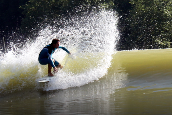 Cory Lopez surfing the Wavegarden prototype in Basque country Spain