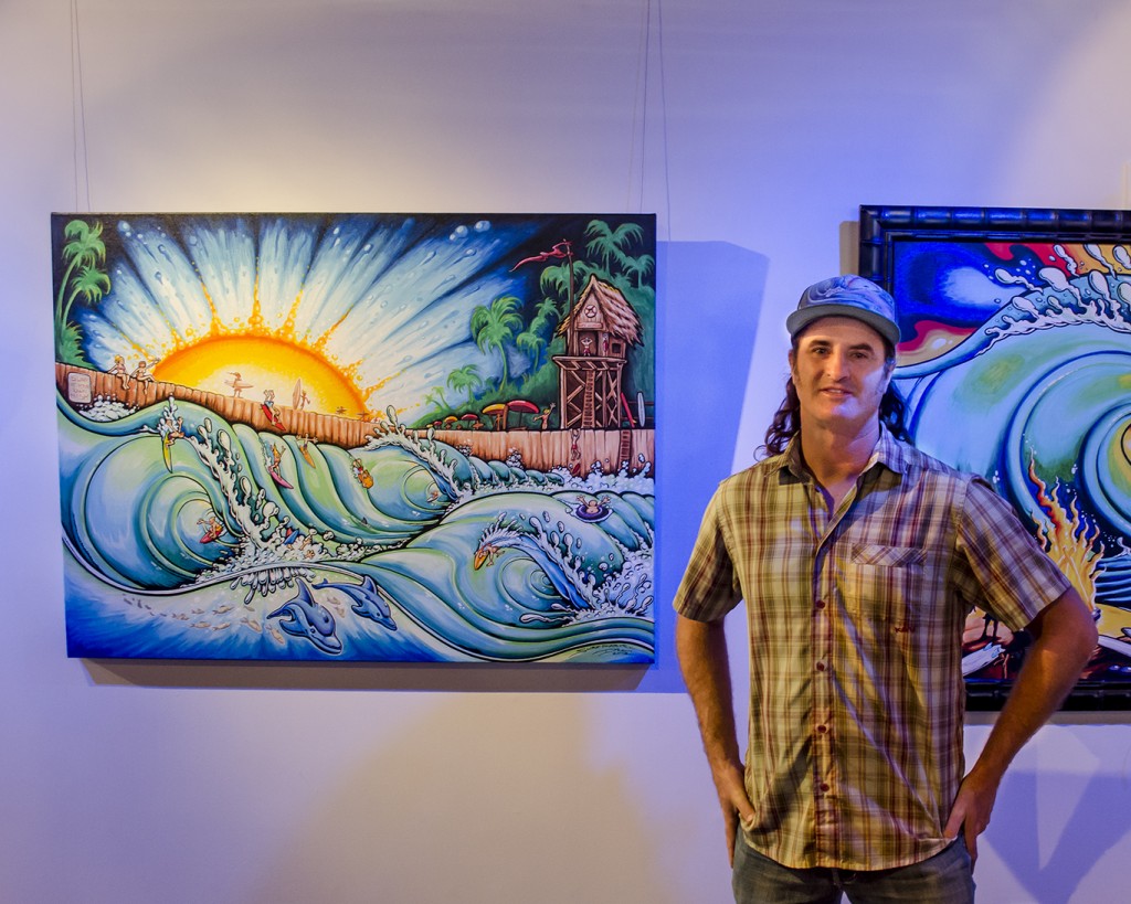 Drew Brophy posing with his first (amazing) surf park piece