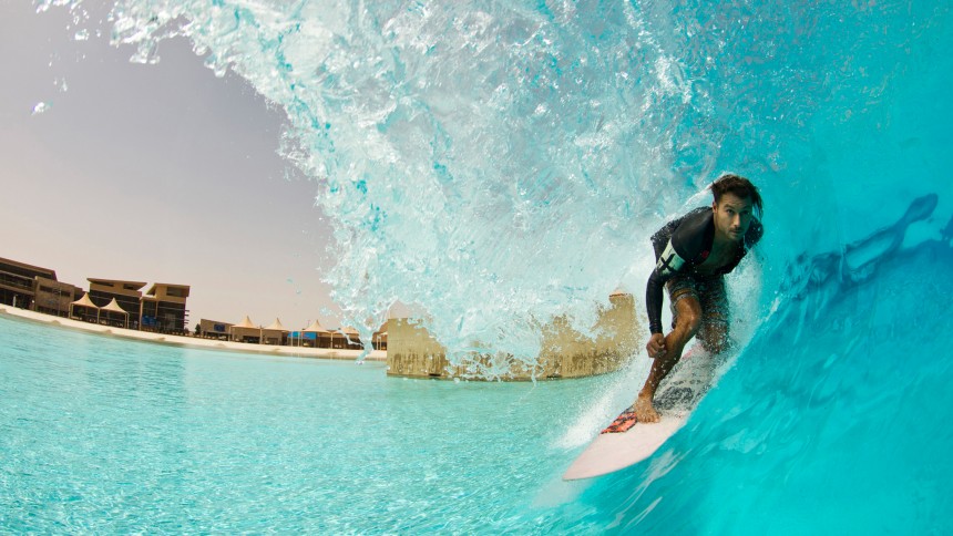 Dion Agius Closeout Barrel at Wadi Adventure Wave Pool | Murphys Waves | Smorgasboarder | Surf Park Central