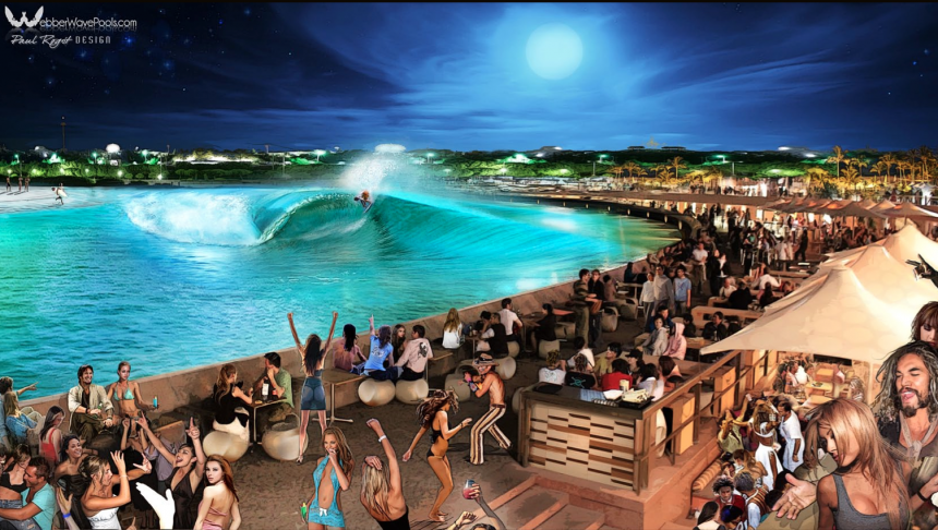 Webber Wave Pools Nightlife Rendering | Smorgasboarder Magazine Surf Park and Wave Pool Feature