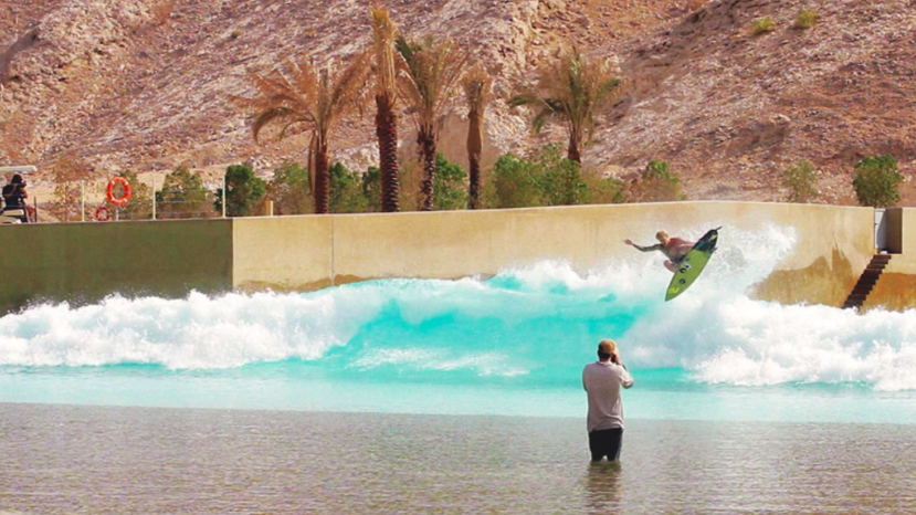 Chippa Wilson surfing Wadi Adventure Wave Pool in Al Ain, UAE