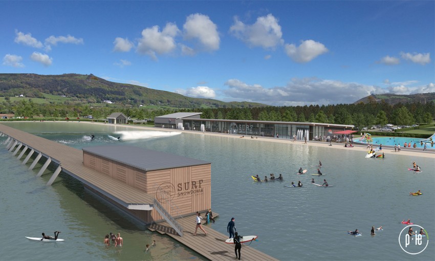 Architectural rendering of the Surf Snowdonia Wavegarden venue set to open in July 2015