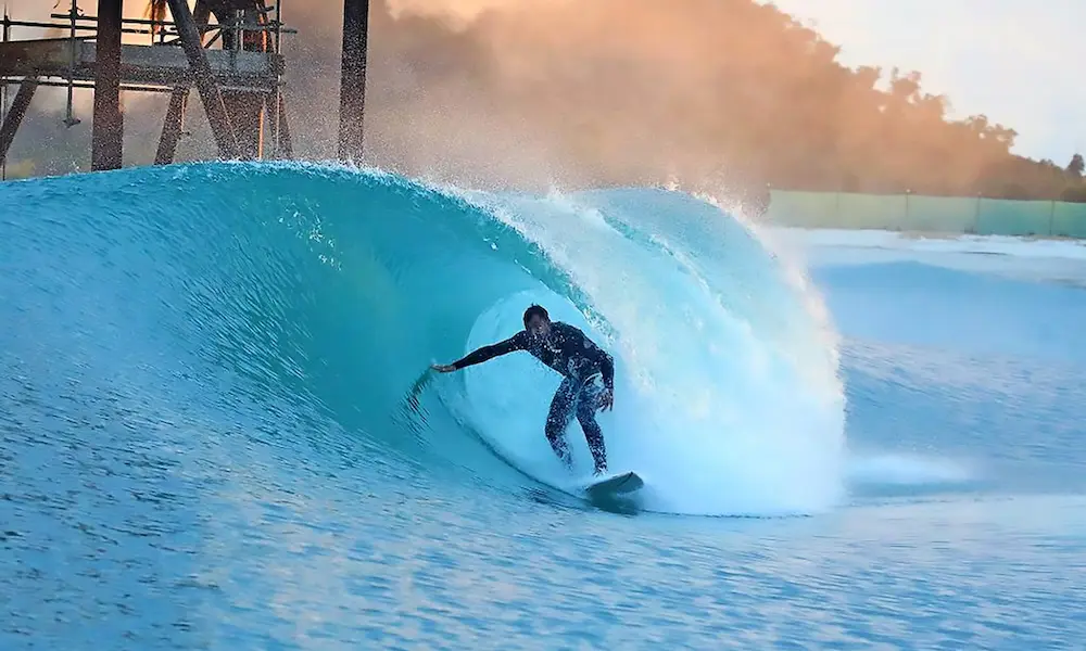 A surfer at a surf park.