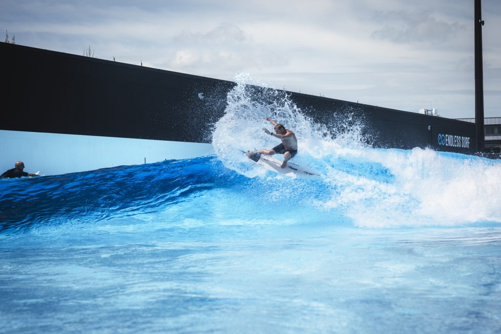 Palm Valley investor Mick Fanning on a wave in Munich, Germany.