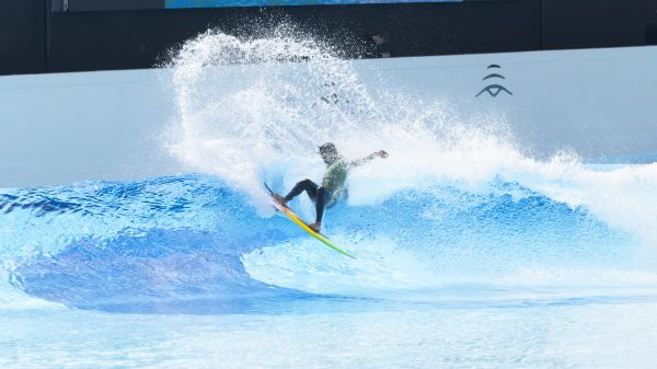 A surfer in a wave pool