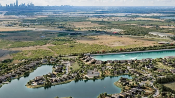 A rendering of a Texas surf park in Austin